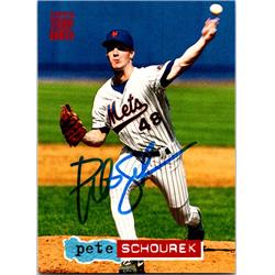 725356 Pete Schourek Autographed New York Mets 1994 Topps Stadium Club No.439 Baseball Card