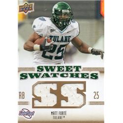 725816 Matt Forte Player Worn Jersey Patch Tulane Green Waves 2010 Upper Deck Sweet Swatches No.SSW56 Football Card