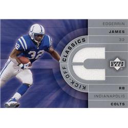 725819 Edgerrin James Player Worn Jersey Patch Indianapolis Colts 2002 Upper Deck Classics No.KOEJ Football Card -  Autograph Warehouse