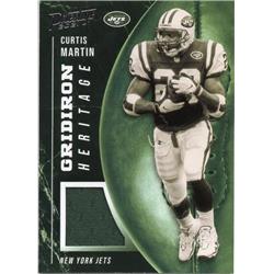 725851 Curtis Martin Player Worn Jersey Patch New York Jets 2021 Panini Prestige Gridiron Heritage No.GHCM Football Card