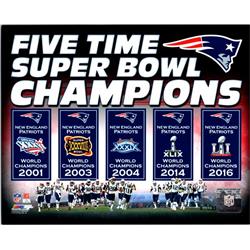 Picture of Autograph Warehouse 725930 8 x 10 in. New England Patriots 5 Time Super Bowl Champions Photofile Licensed Photo
