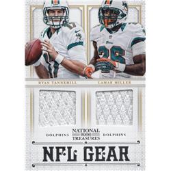 725997 Ryan Tannehill & Lamar Miller Player Worn Jersey Patch Miaimi Dolphins 2012 Panini National Treasures Rookie No.15 LE 73-75 Football Card