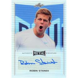 726131 Robin Stanek Autographed Prague, Czechia 2016 Leaf Metal Refractor No.BARSI Tennis Card