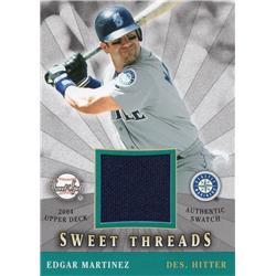 Picture of Autograph Warehouse 654469 Edgar Martinez Player Worn Jersey Patch Seattle Mariners 2004 Upper Deck Sweet Threads No.STSEM Baseball Card