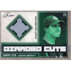 Picture of Autograph Warehouse 654500 Barry Zito Player Worn Jersey Patch Oakland Athletics 2003 Fleer Flair Diamond Cuts No.DCBZ Baseball Card