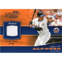 Picture of Autograph Warehouse 654514 Edgardo Alfonzo Player Worn Jersey Patch New York Mets Legend Fonzie 2002 Playoff Piece of the Game No.POG21 Baseball Card