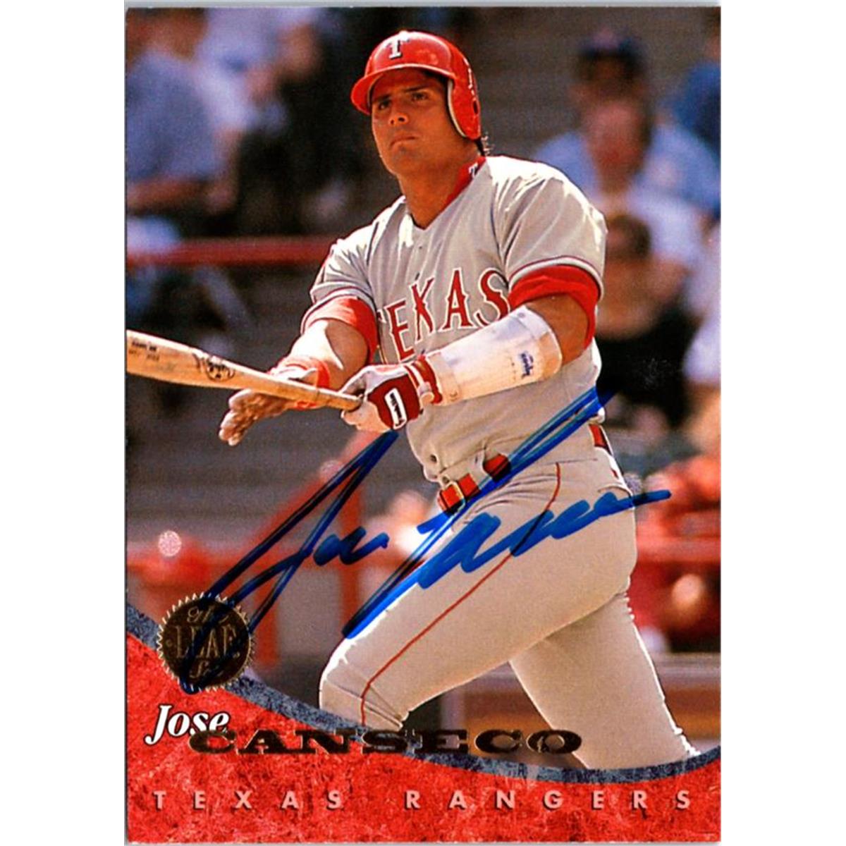 703255 Jose Canseco Signed Texas Rangers 1994 Leaf No.249 Baseball Card