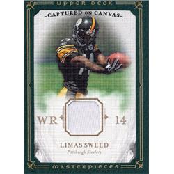 703403 Limas Sweed Player Worn Jersey Patch Pittsburgh Steelers 2008 Upper Deck Masterpieces Canvas No.CC45 Football Card