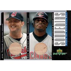 703585 Ken Griffey Jr. & Jim Thome Player Used Bat Patch Reds, Indians 2001 Upper Deck MVP Souvenirs No.BTG Baseball Card