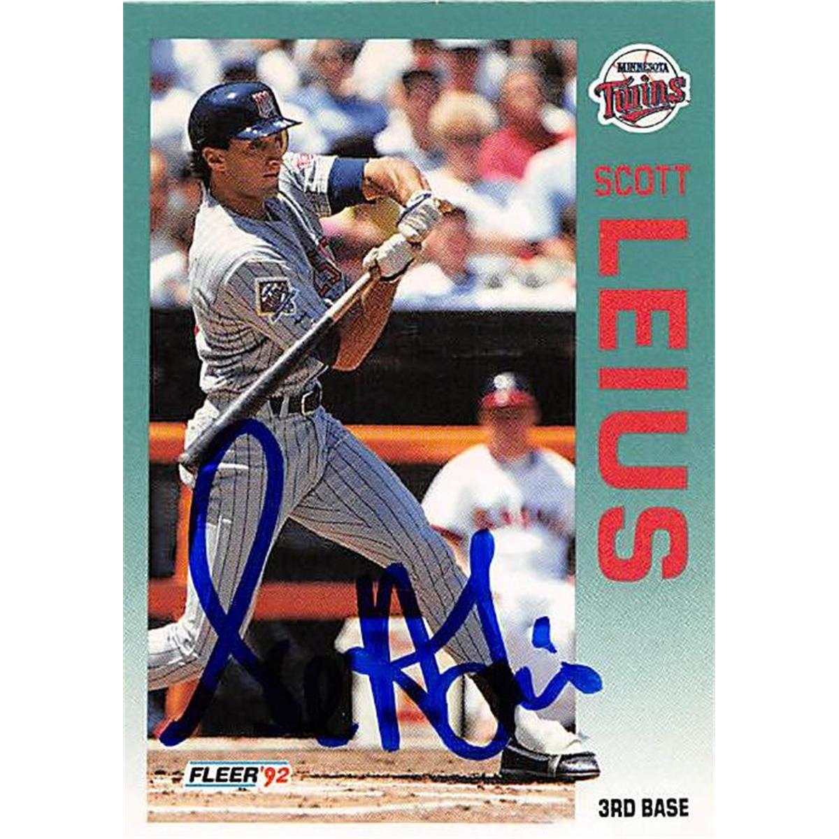 586540 Scott Leius Autographed Minnesota Twins 1992 Fleer No.209 Baseball Card