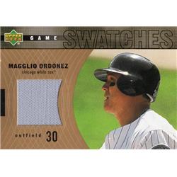 700866 Magglio Ordonez Player Worn Jersey Patch Chicago White Sox 2002 Upper Deck Swatches No.HJMO Baseball Card