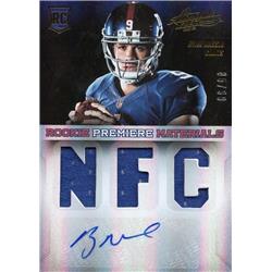 700977 Ryan Nassib Autographed Player Worn Jersey Patch New York Giants 2013 Panini Absolute Rookie Premiere Refractor No.232 LE 85-99 Football Card