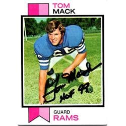 701024 Tom Mack Autographed Los Angeles Rams, SC 1973 Topps No.90 HOF 99 Football Card
