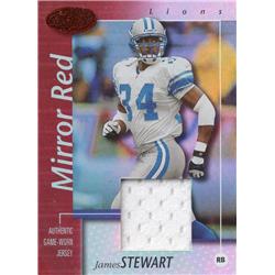 701094 James Stewart Player Worn Jersey Patch Detroit Lions 2002 Leaf Certified Mirror Red No.29 LE 86-100 Football Card