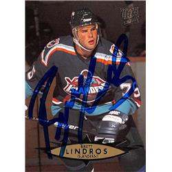 701324 Brett Lindros Autographed New York Islanders 1996 Fleer Ultra Extra No.267 Hockey Card
