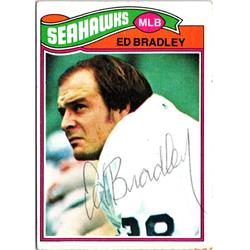 701581 Ed Bradley Autographed Seattle Seahawks, SC 1977 Topps No.266 Ballpoint Football Card