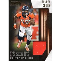 701696 Bradley Chubb Player Worn Jersey Patch Denver Broncos 2018 Panini Playbook No.7 Football Card