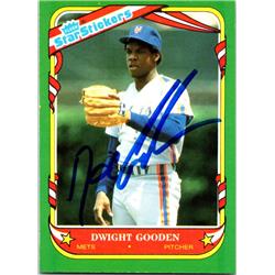 701940 Dwight Gooden Autographed New York Mets, Doc 1987 Fleer Star Stickers No.48 Baseball Card