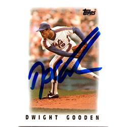 701954 Dwight Gooden Autographed New York Mets, Doc 1986 Topps Leaders Mini No.52 Baseball Card