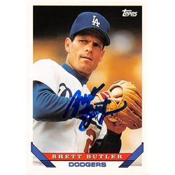 702095 Brett Butler Autographed Los Angeles Dodgers 1993 Topps No.65 Baseball Card