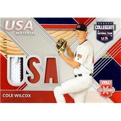 702179 Cole Wilcox Player Worn Jersey Patch Georgia Bulldogs, Rays 2020 Panini Elite Extra Rookie No.USAMCW Baseball Card