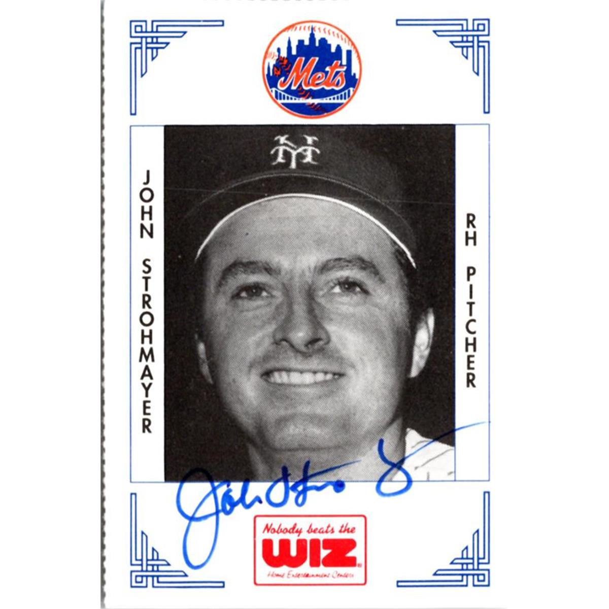 702313 John Strohmayer Signed New York Mets 1991 Wiz Mini No.383 Baseball Card