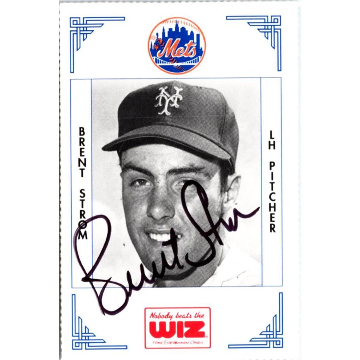702316 Brent Strom Signed New York Mets 1991 Wiz Mini No.384 Baseball Card
