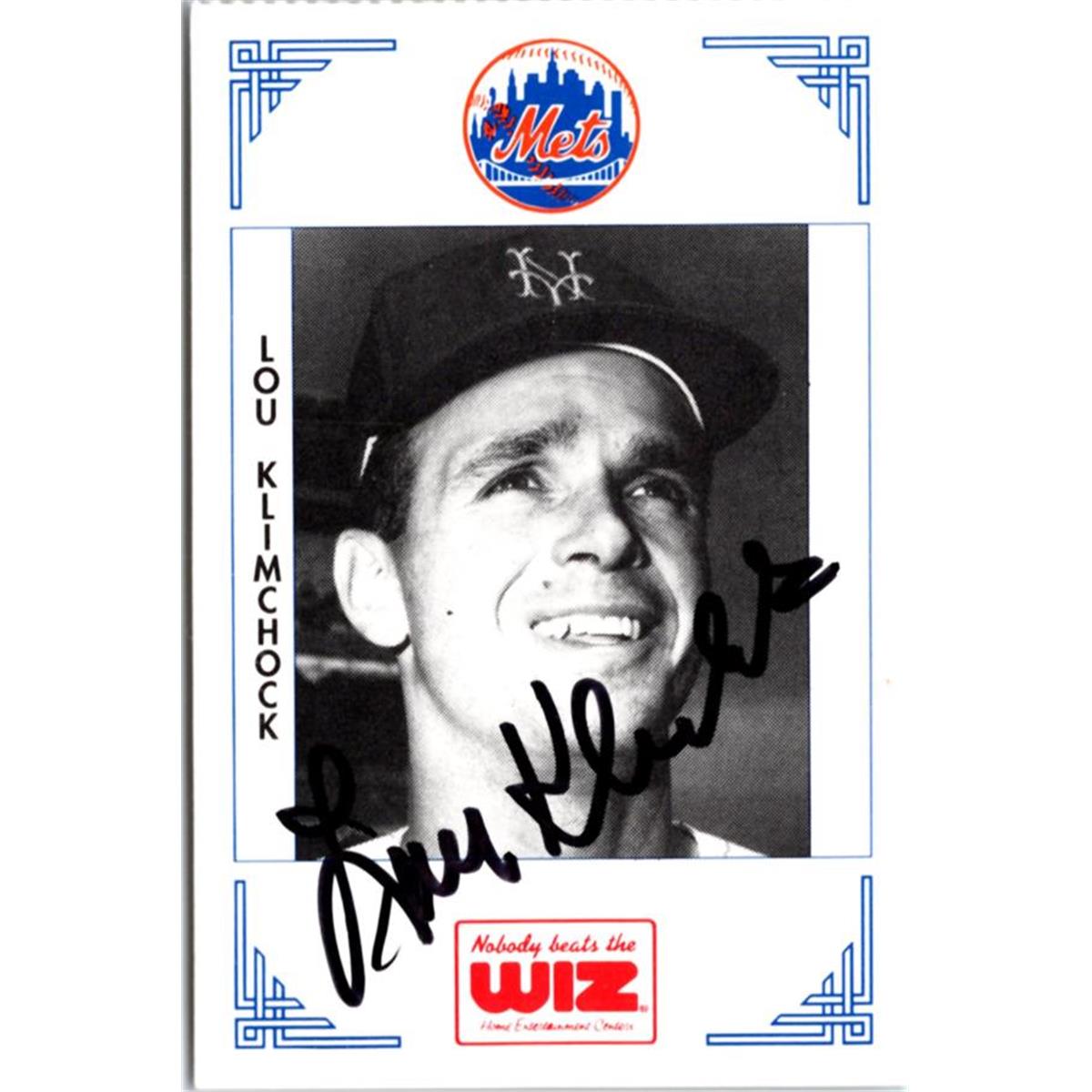 702361 Lou Klimchock Signed New York Mets 1991 Wiz Mini No.214 Baseball Card