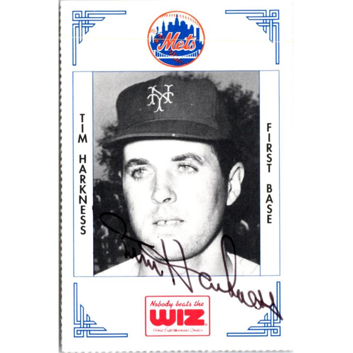 702380 Tim Harkness Signed New York Mets 1991 Wiz Mini No.159 Baseball Card