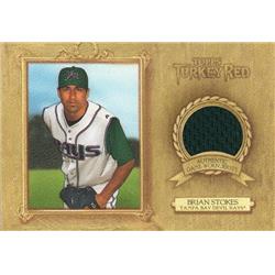 702539 Brian Stokes Player Worn Jersey Patch Tampa Bay Rays 2007 Topps Turkey Red No.TRRBS Baseball Card