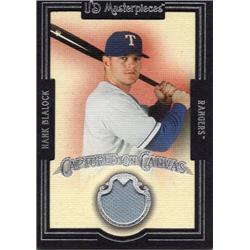 702566 Hank Blalock Player Worn Jersey Patch Texas Rangers 2007 Upper Deck Masterpieces Canvas No.CCHB Baseball Card