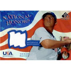 702590 Cesar Ramos Player Worn Jersey Patch Team USA 2004 Upper Deck National Honors Rookie Refractor No.NHCR Baseball Card