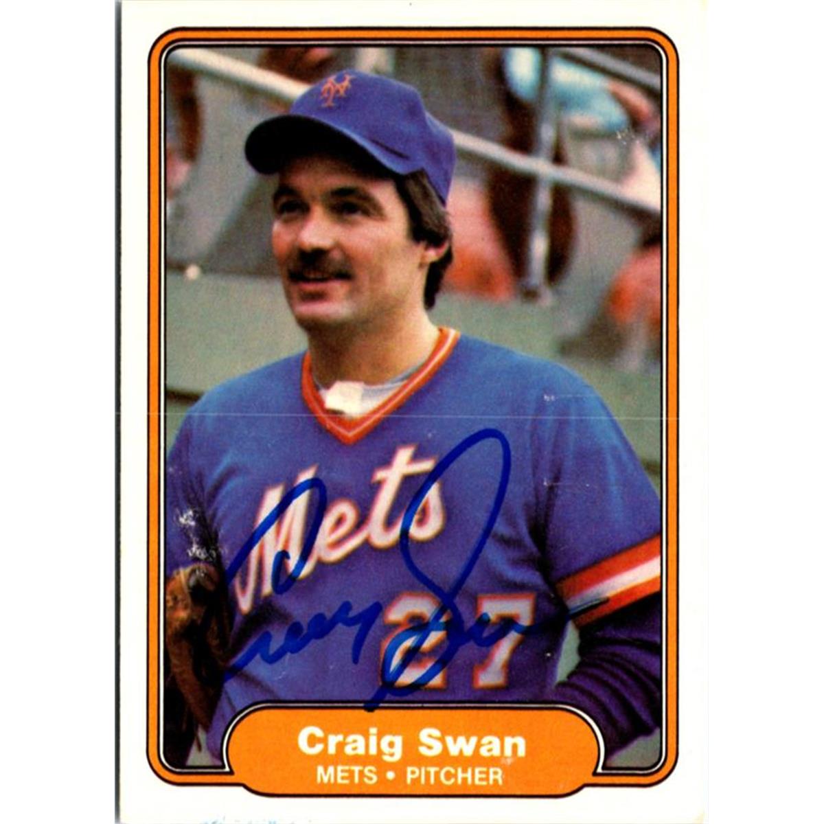 702762 Craig Swan Signed New York Mets 1982 Fleer No.538 Baseball Card