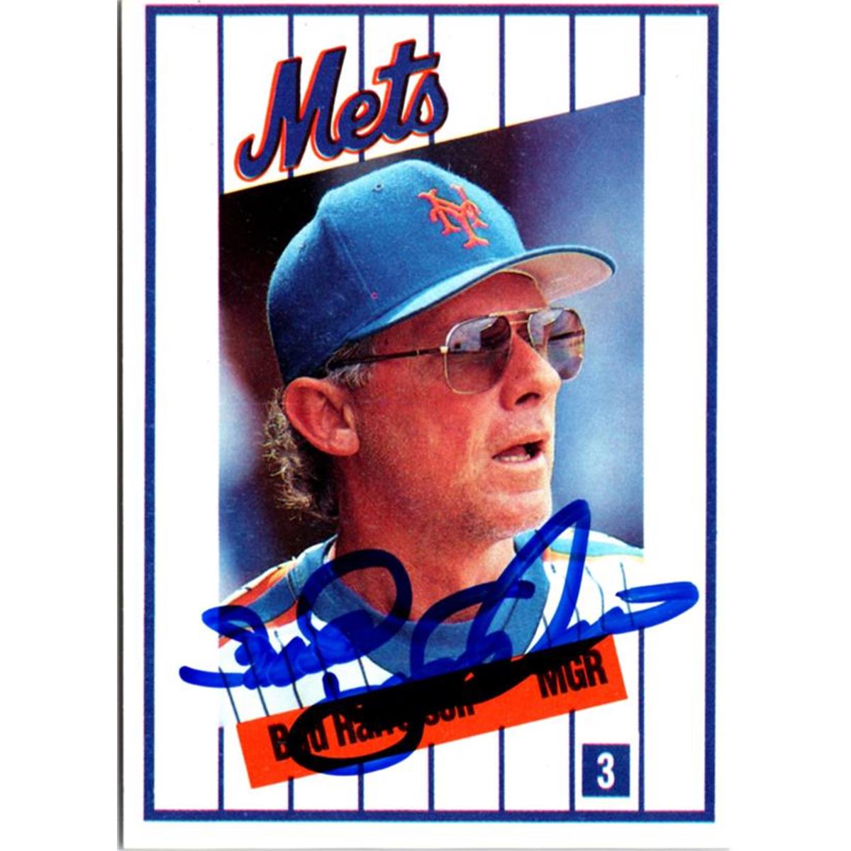 702811 Bud Harrelson Signed New York Mets 1991 Kahns No.3 Baseball Card
