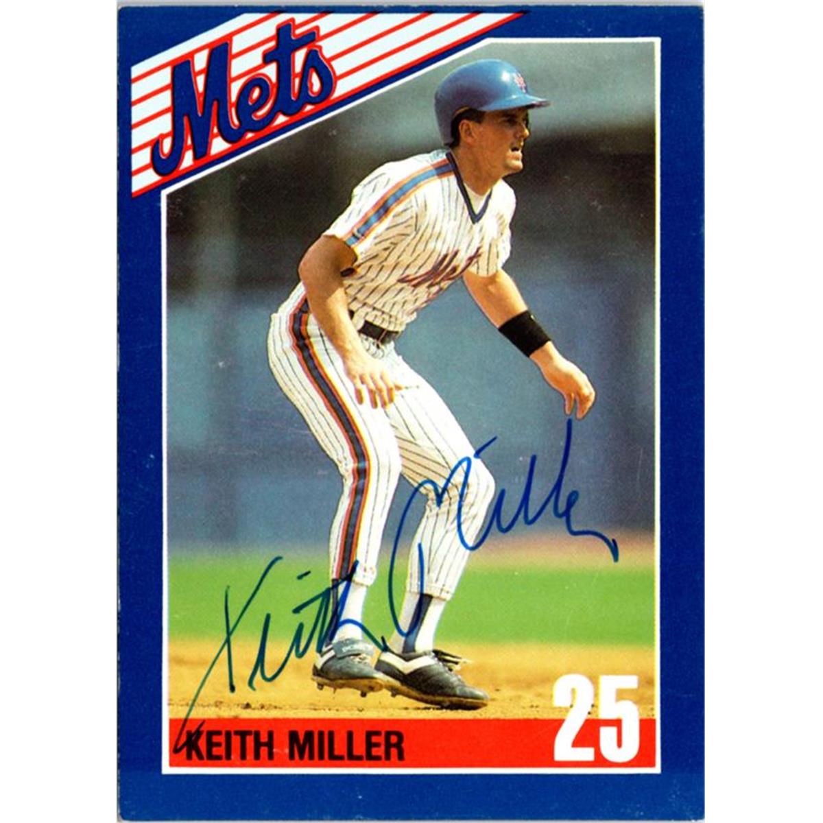 702842 Keith Miller Signed New York Mets 1990 Kahns No.25 Baseball Card