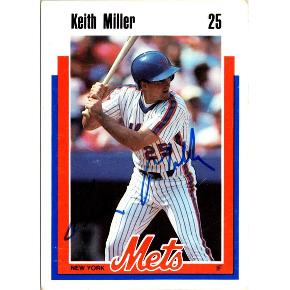 702845 Keith Miller Signed New York Mets 1989 Kahns No.25 Baseball Card