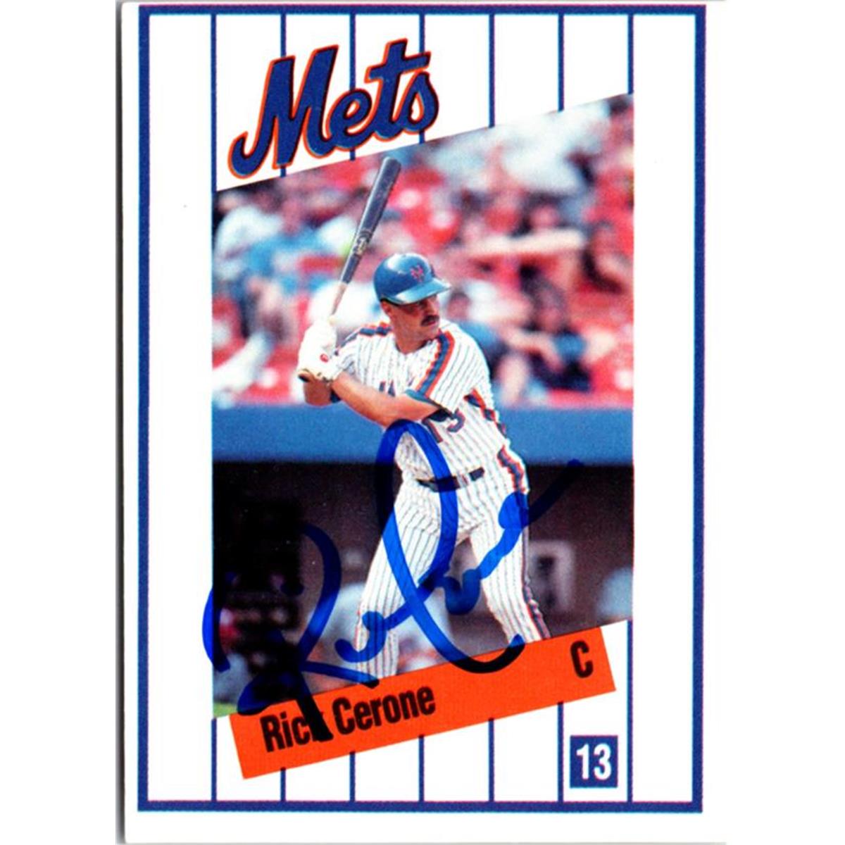 702895 Rick Cerone Signed New York Mets 1991 Kahns No.13 Baseball Card