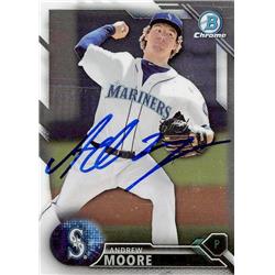 702949 Andrew Moore Signed Seattle Mariners, JZ 2016 Bowman Chrome Rookie No.BCP234 Baseball Card