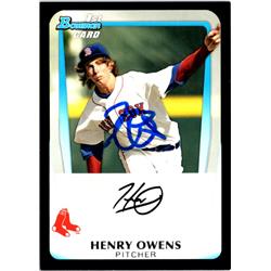 703063 Henry Owens Signed Boston Red Sox, JZ 2011 Bowman 1st Rookie No.BDPP67 Baseball Card