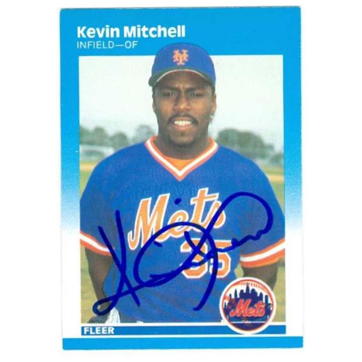 585877 Kevin Mitchell Autographed New York Mets 1987 Fleer No.17 Baseball Card