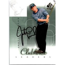 689491 Justin Leonard Autographed PGA Tour, Texas Longhorns & SC 2002 Upper Deck Clubhouse No.62 Golf Card