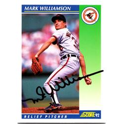 689666 Mark Williamson Autographed Baltimore Orioles 1992 Score No.487 Baseball Card