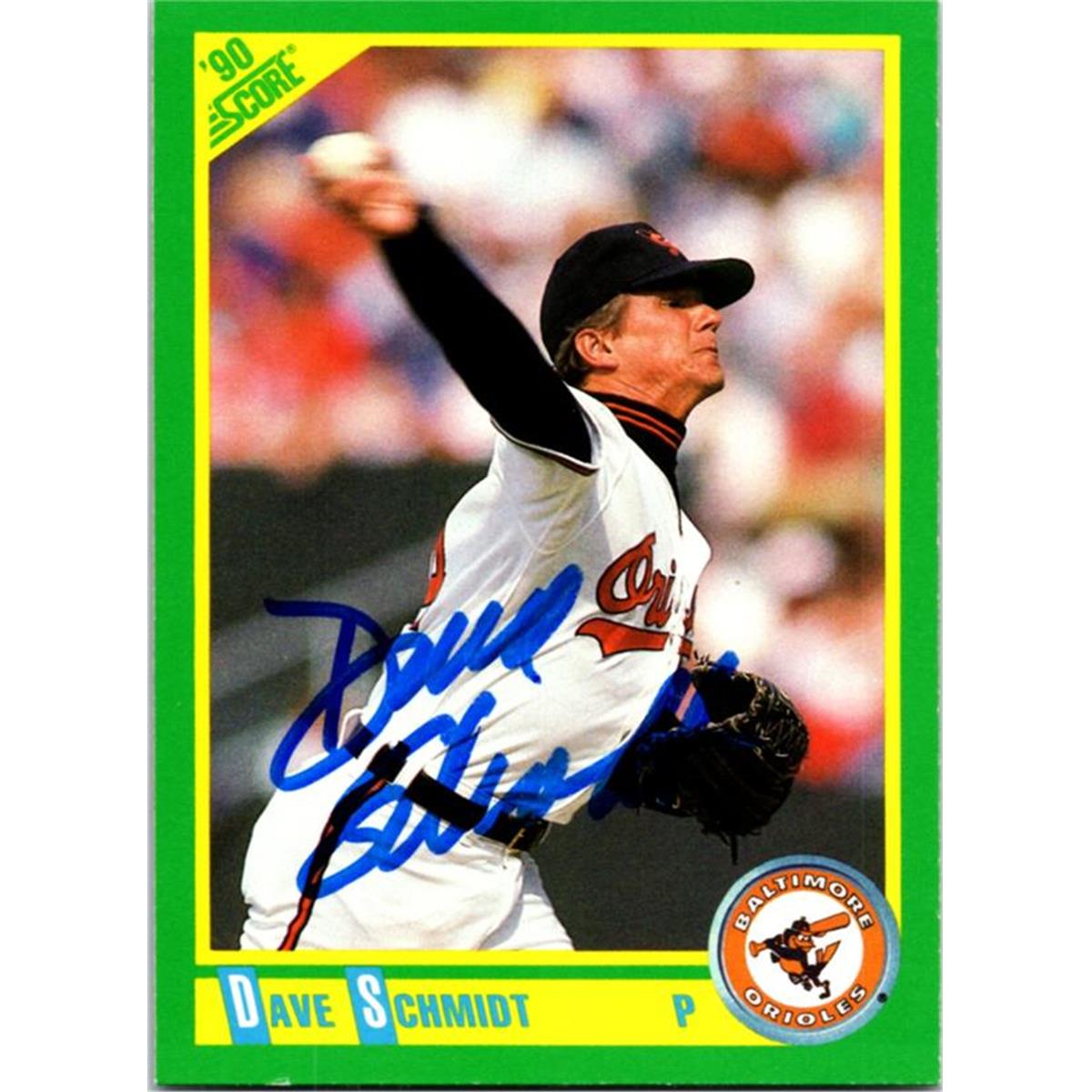 689668 Dave Schmidt Autographed Baltimore Orioles 1990 Score No.30 Baseball Card