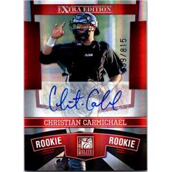 689698 Christian Carmichael Autographed Seattle Mariners 2010 Panini Elite Extra Rookie Refractor No.166 Baseball Card