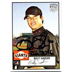 689733 Billy Sadler Autographed San Francisco Giants, JZ 2007 Topps 52 Rookie No.54 Baseball Card