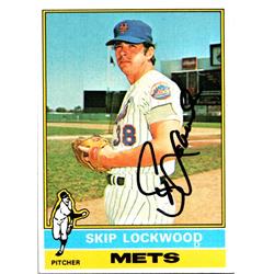 689806 Skip Lockwood Autographed New York Mets, JZ 1976 Topps No.166 Baseball Card