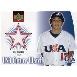 700805 Abe Alvarez Player Worn Jersey Patch Team USA 2002 Upper Deck Future Watch No.USAA Baseball Card