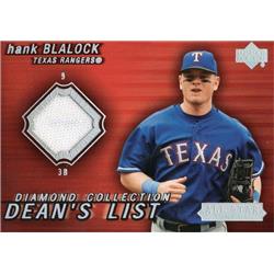 700808 Hank Blalock Player Worn Jersey Patch Texas Rangers 2004 Upper Deck Diamond Collection No.DLHB Baseball Card