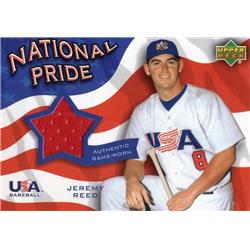 700815 Jeremy Reed Player Worn Jersey Patch Team USA 2004 Upper Deck National Pride No.NPJJR Baseball Card