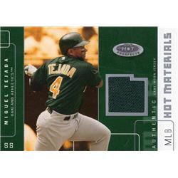 700827 Miguel Tejada Player Worn Jersey Patch Oakland Athletics 2003 Fleer Hot Prospects No.HMMT LE 463-499 Baseball Card